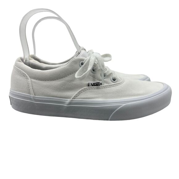 Vans Sneakers Womens 6.5 White Canvas Sneaker Low Top Lace Up Classic Skate Shoe - Picture 1 of 12